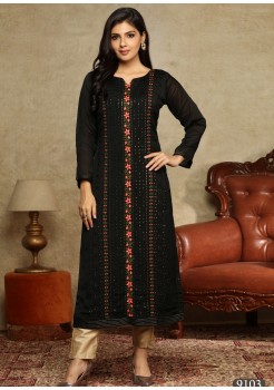 Black Color Georgette /Chiffon Kurti 